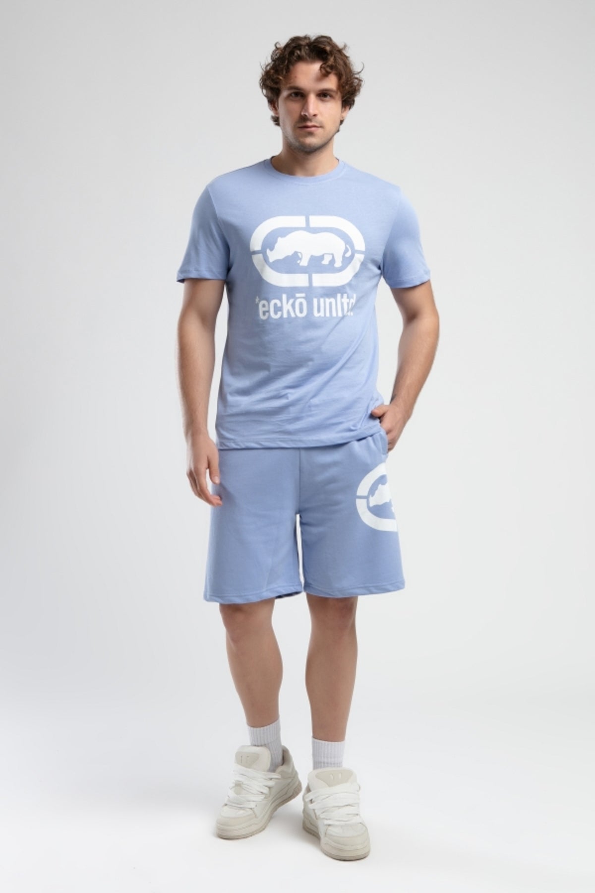 Ecko Unltd. Tricou cu decolteu la baza gatului si imprimeu cu logo