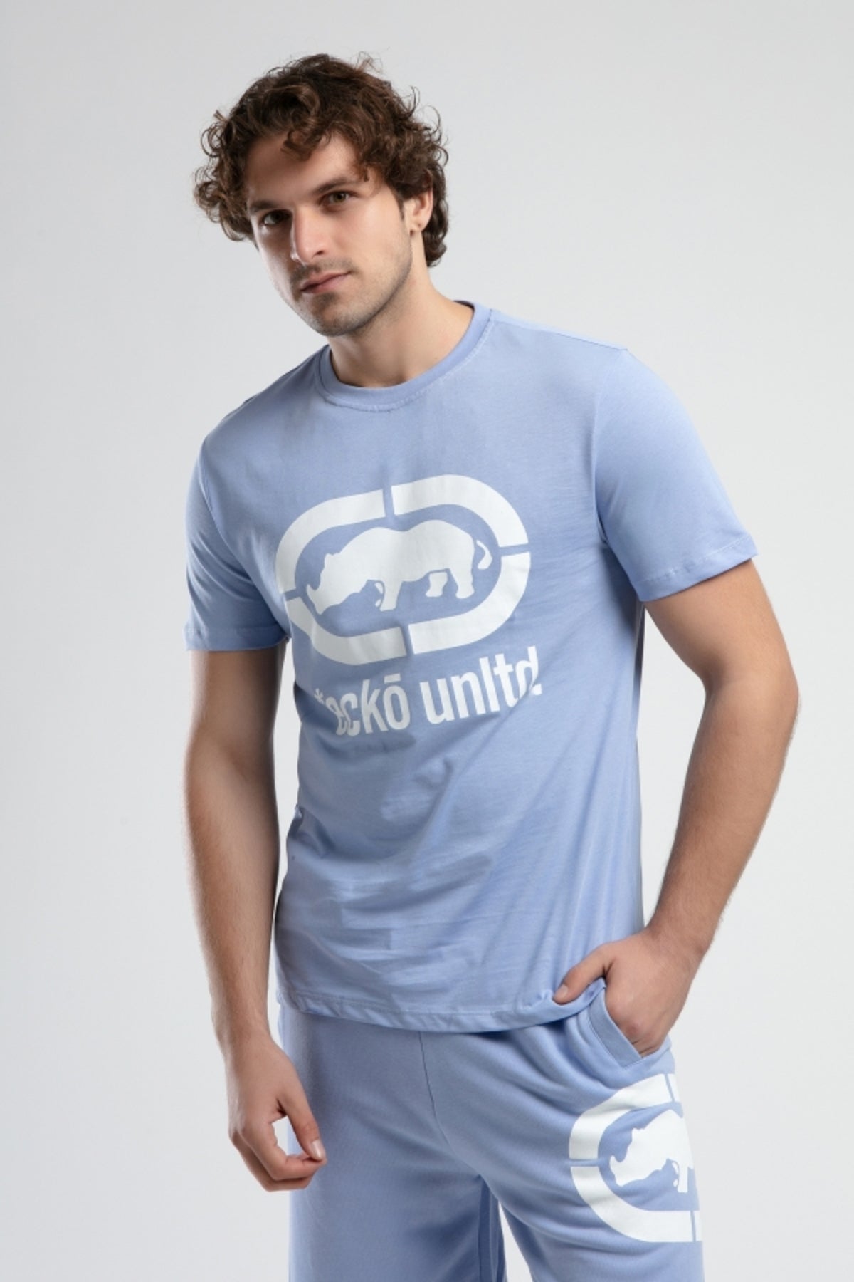 Ecko Unltd. Tricou cu decolteu la baza gatului si imprimeu cu logo