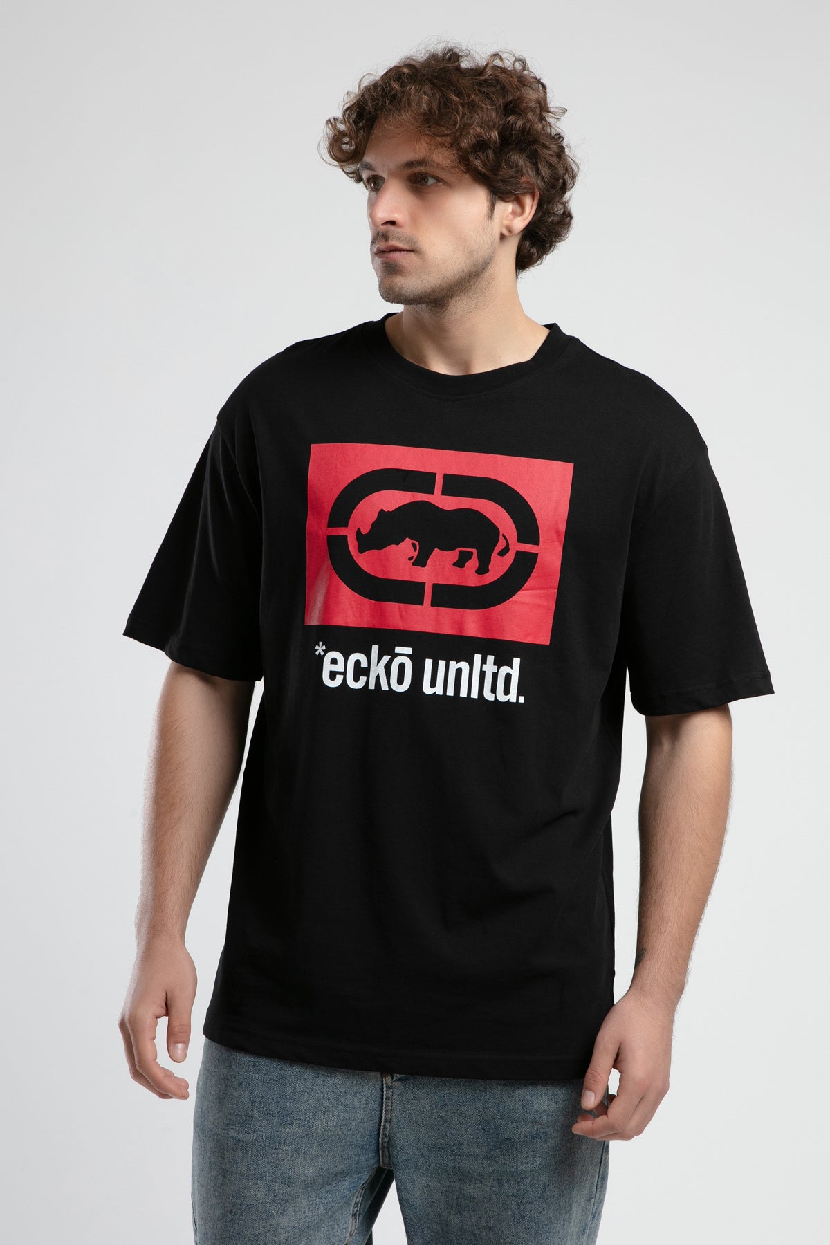 Ecko Unltd. Tricou cu decolteu la baza gatului si imprimeu cu logo