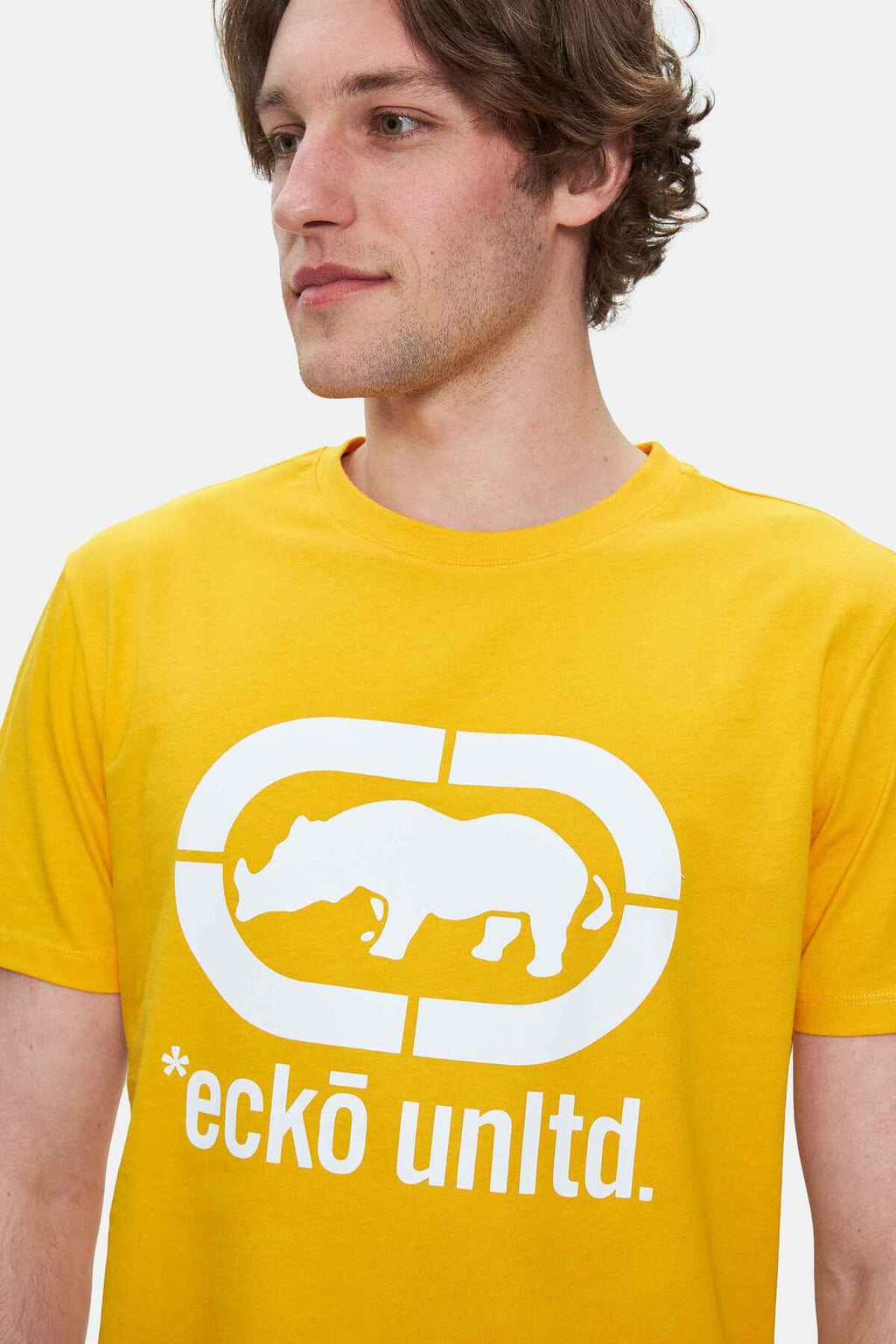 Ecko Unltd. Tricou cu decolteu la baza gatului si imprimeu cu logo