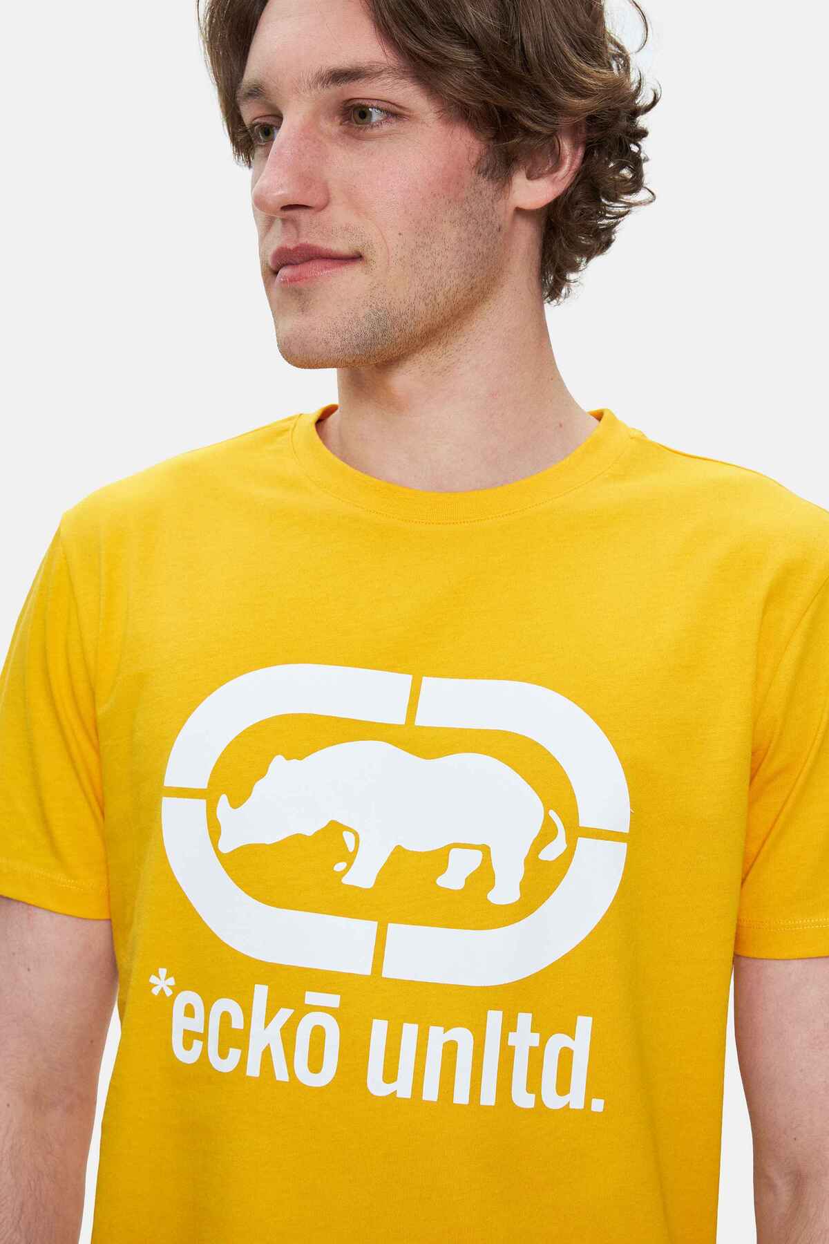 Ecko Unltd. Tricou cu decolteu la baza gatului si imprimeu cu logo