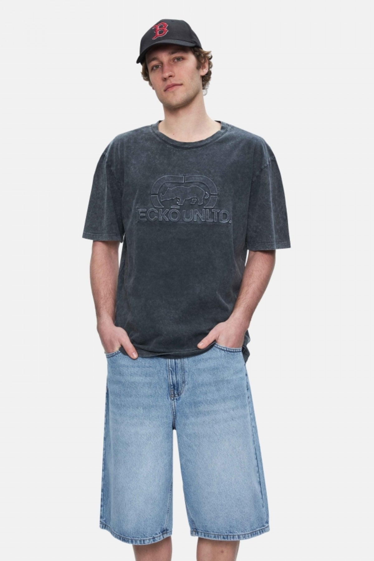 Ecko Unltd. Tricou cu decolteu la baza gatului si imprimeu cu logo
