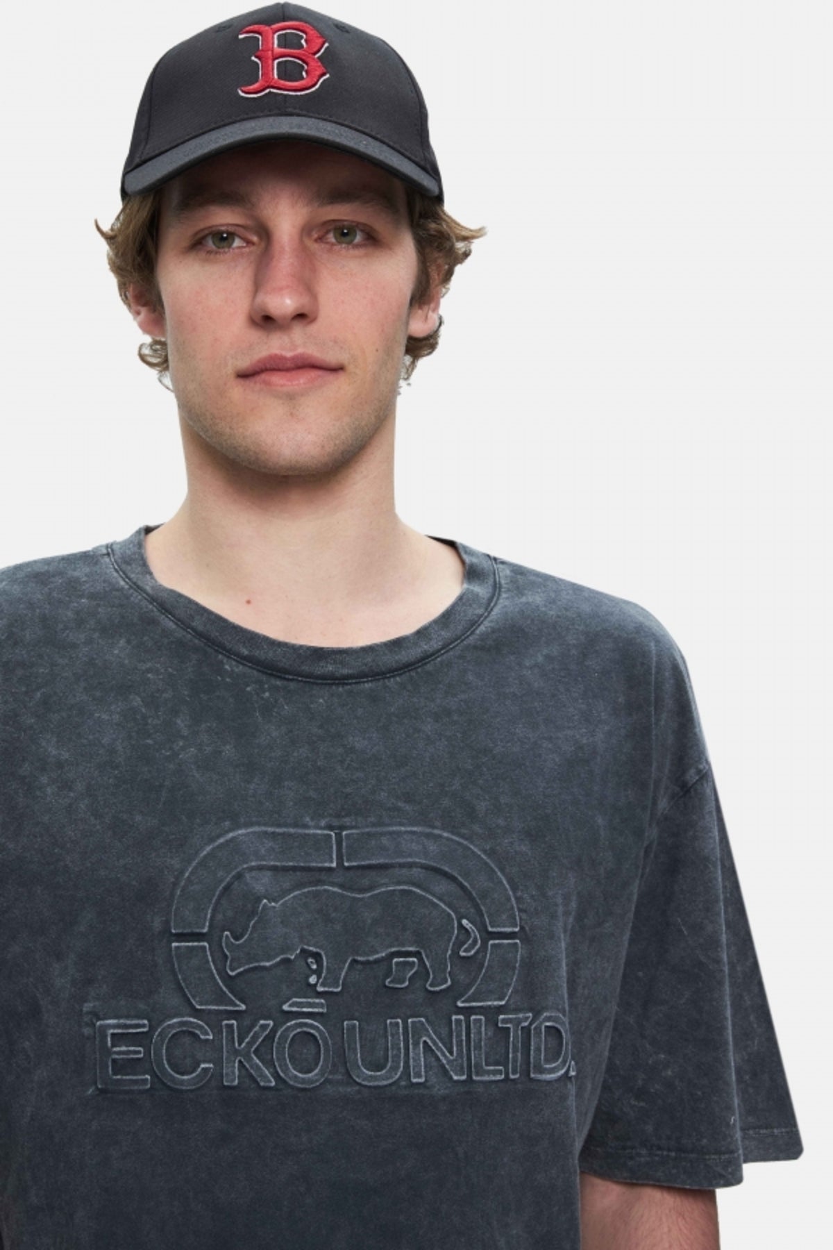 Ecko Unltd. Tricou cu decolteu la baza gatului si imprimeu cu logo