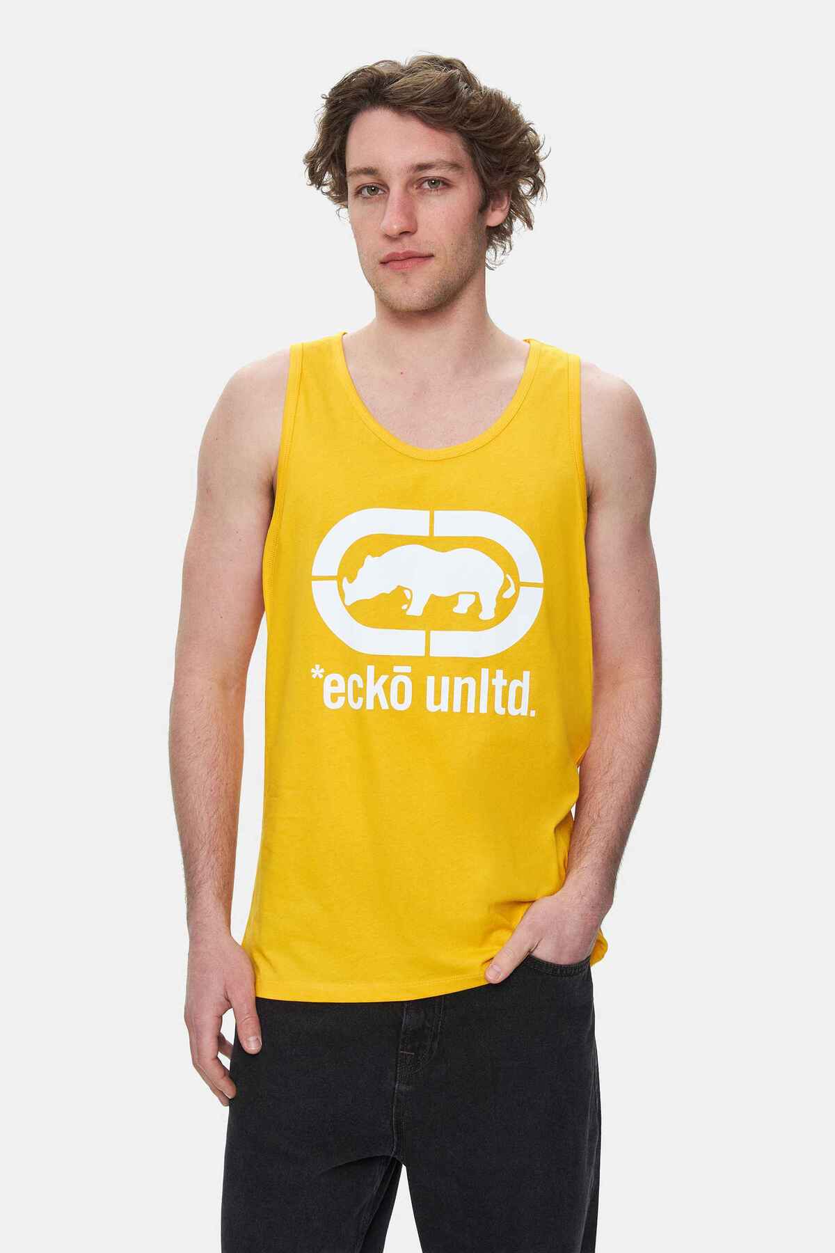 Ecko Unltd. Tricou cu decolteu la baza gatului si imprimeu cu logo