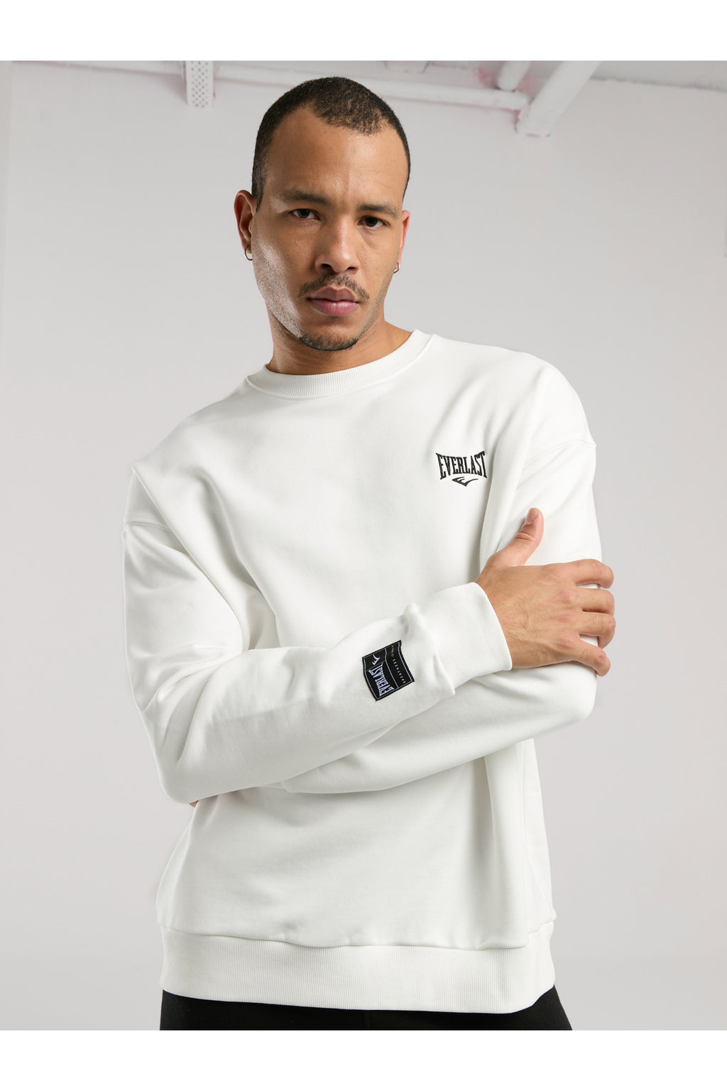 Everlast Bluza din amtestec de bumbac, cu decolteu la baza gatului si logo discret