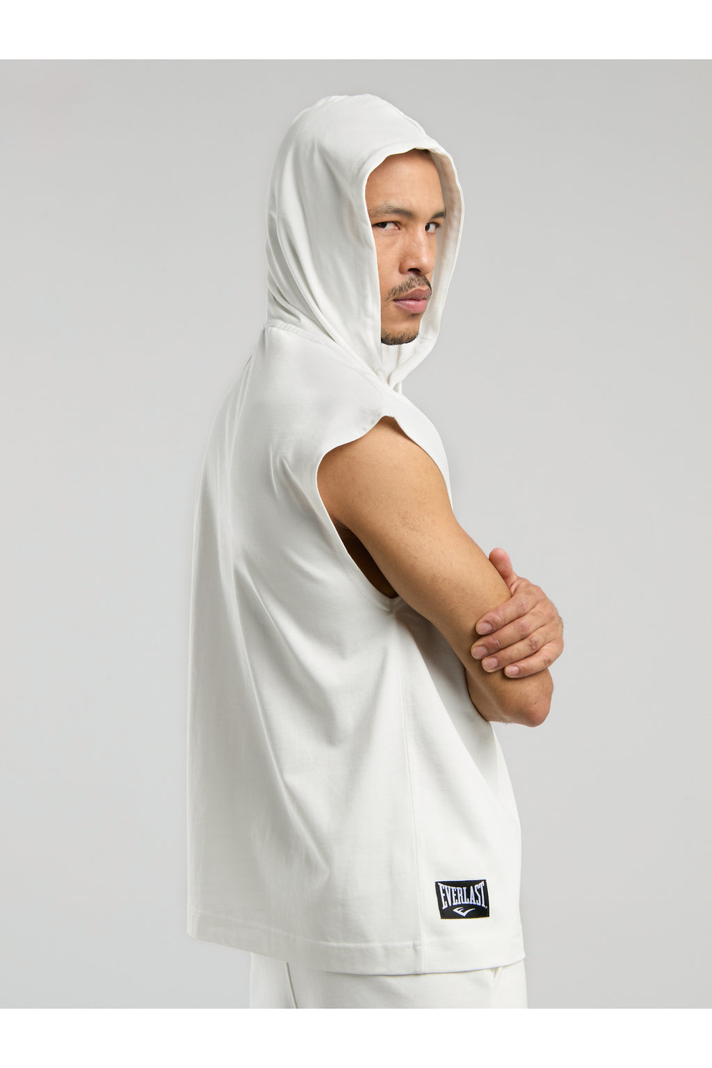 Everlast Bluza din bumbac, fara maneci si cu gluga, imprimeu cu logo