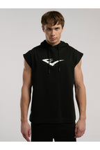 Everlast Bluza din bumbac, fara maneci si cu gluga, imprimeu cu logo