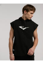 Everlast Bluza din bumbac, fara maneci si cu gluga, imprimeu cu logo
