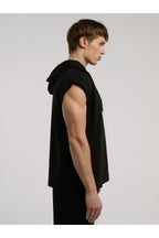 Everlast Bluza din bumbac, fara maneci si cu gluga, imprimeu cu logo