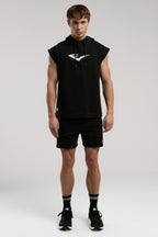 Everlast Bluza din bumbac, fara maneci si cu gluga, imprimeu cu logo