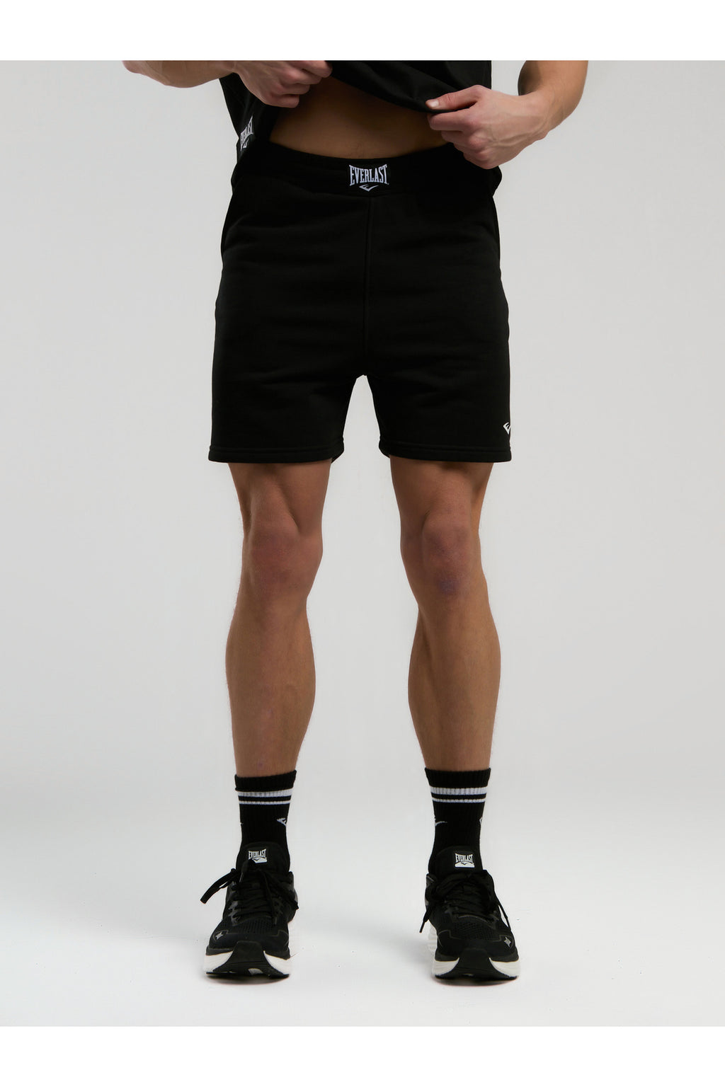 Everlast Pantaloni scurti cu talie elastica si snur, buzunare laterale si logo discret