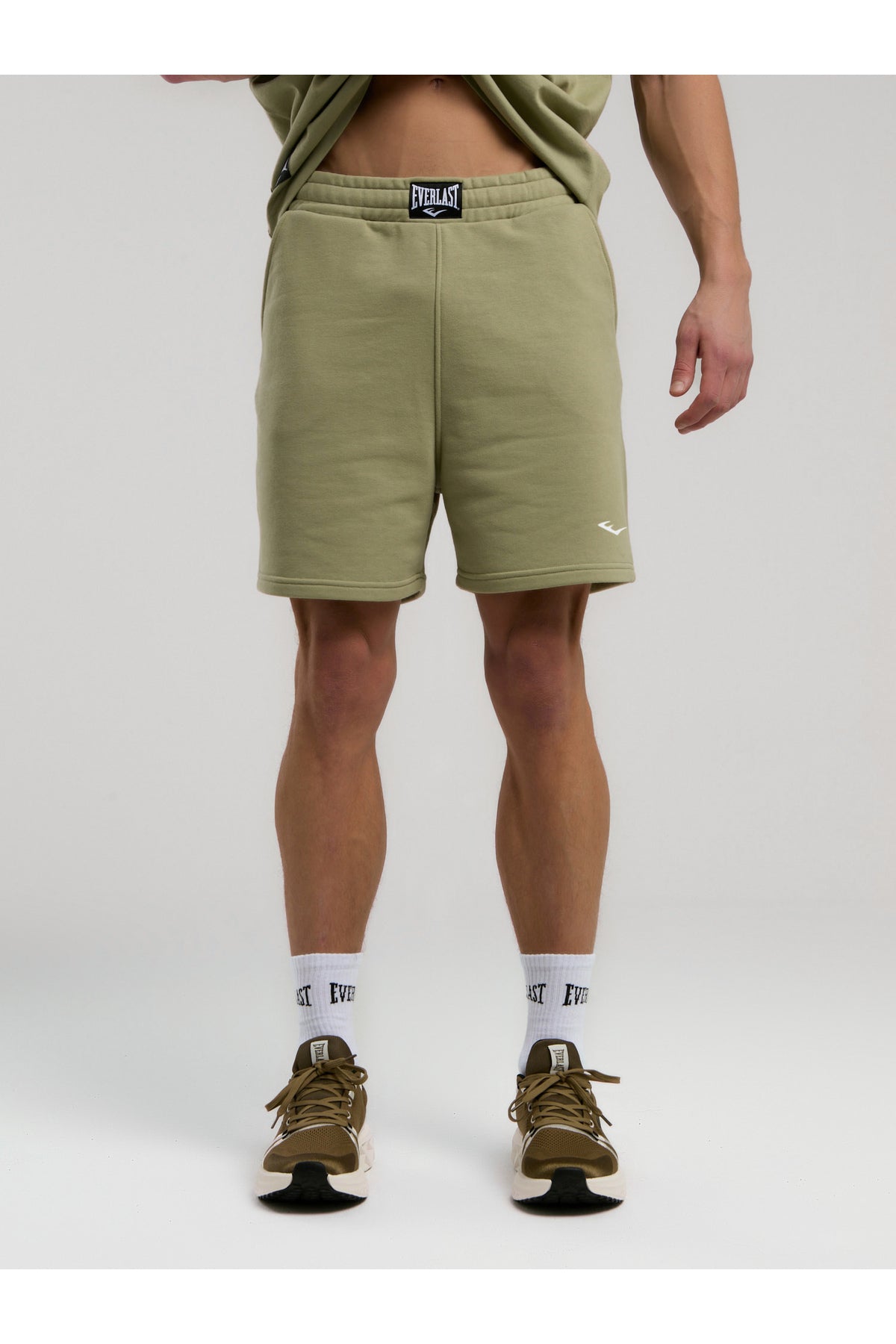 Everlast Pantaloni scurti cu talie elastica si snur, buzunare laterale si logo discret