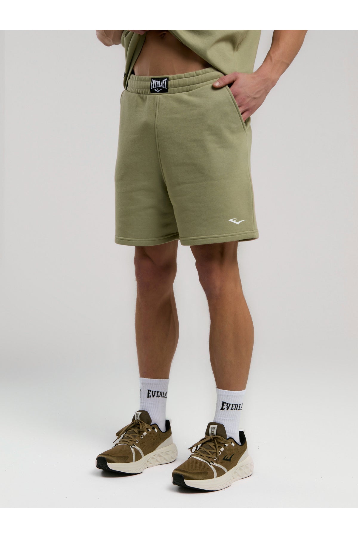 Everlast Pantaloni scurti cu talie elastica si snur, buzunare laterale si logo discret