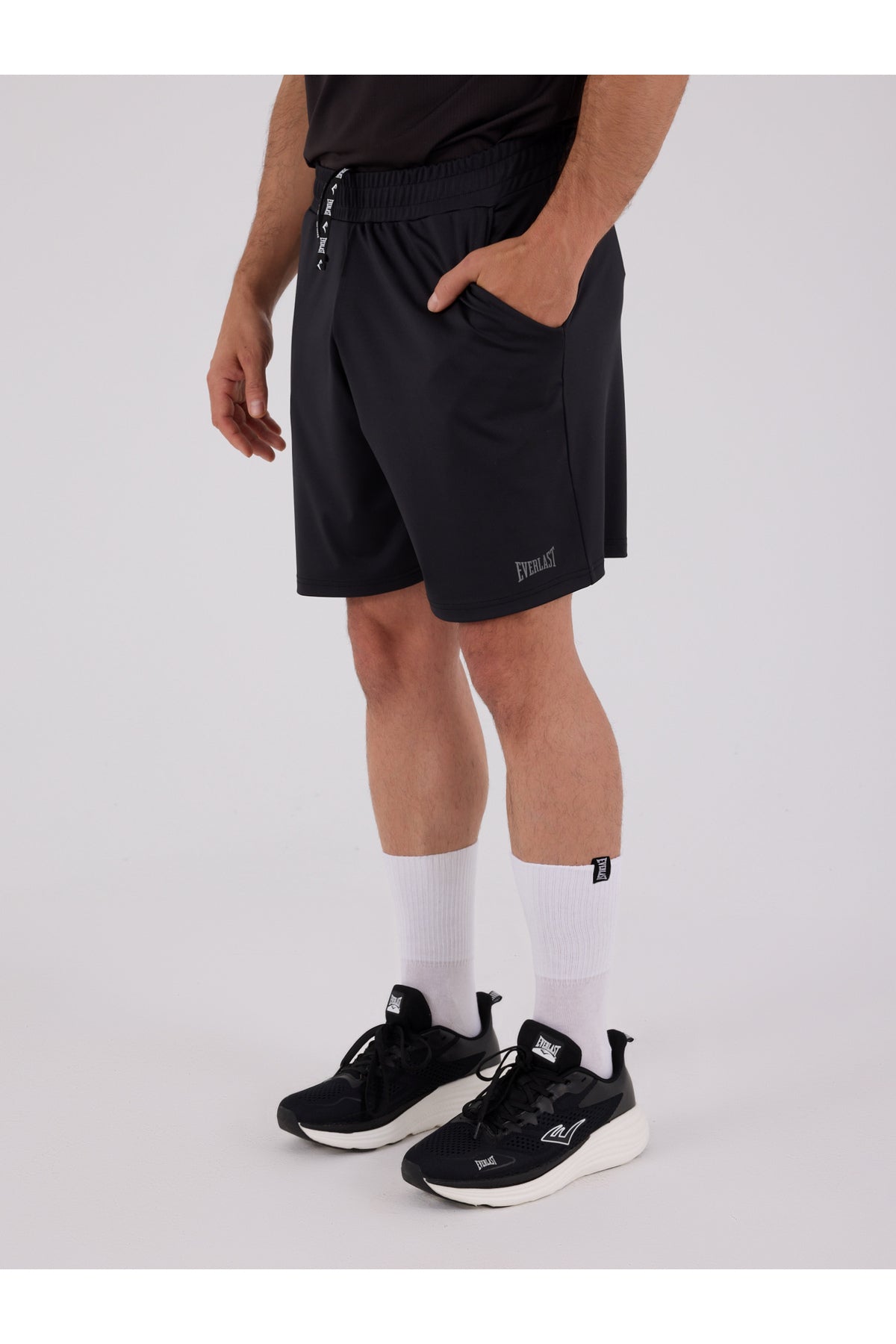 Everlast Pantaloni scurti cu talie elastica si snur, buzunare laterale si logo discret