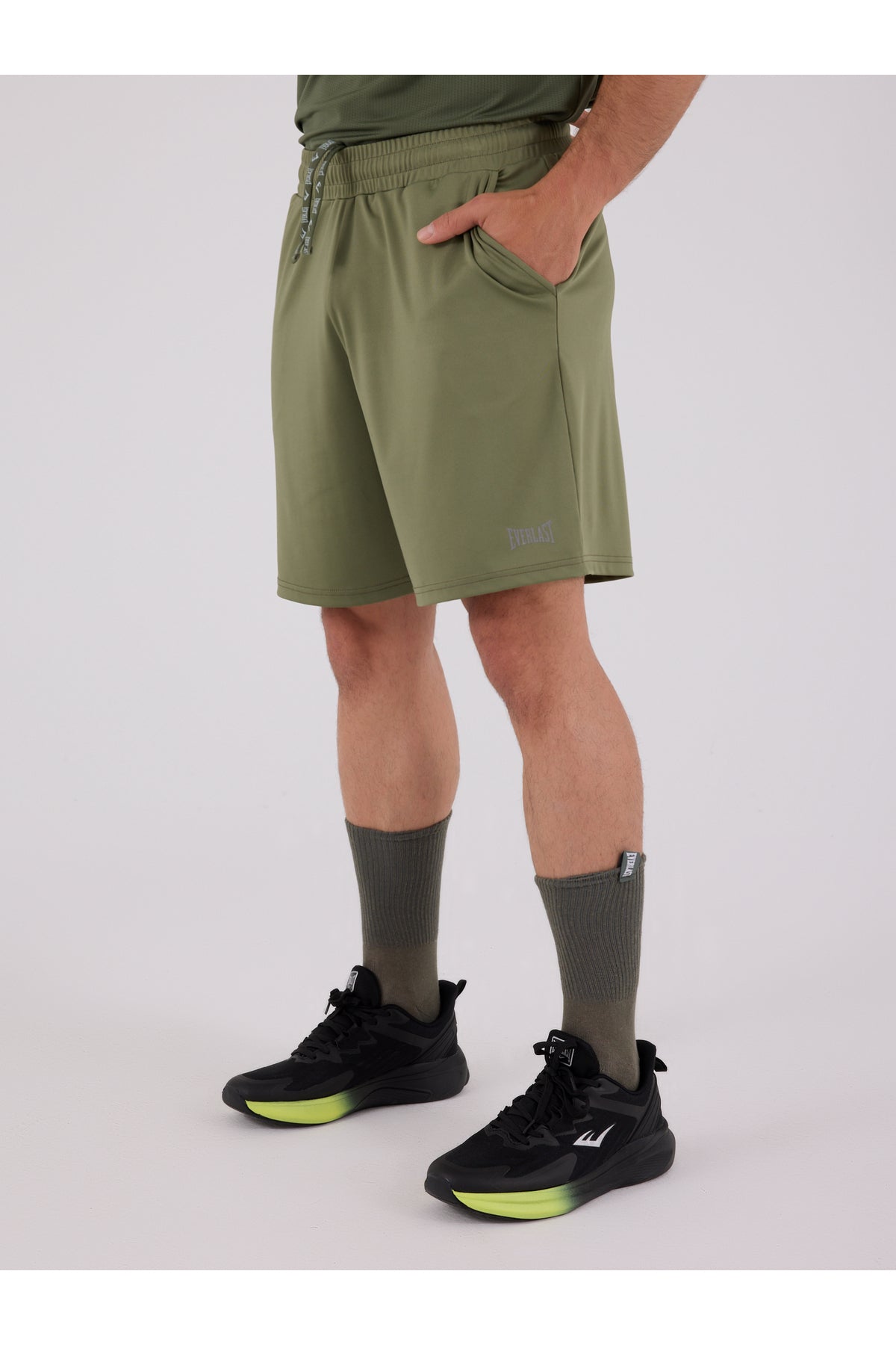 Everlast Pantaloni scurti cu talie elastica si snur, buzunare laterale si logo discret