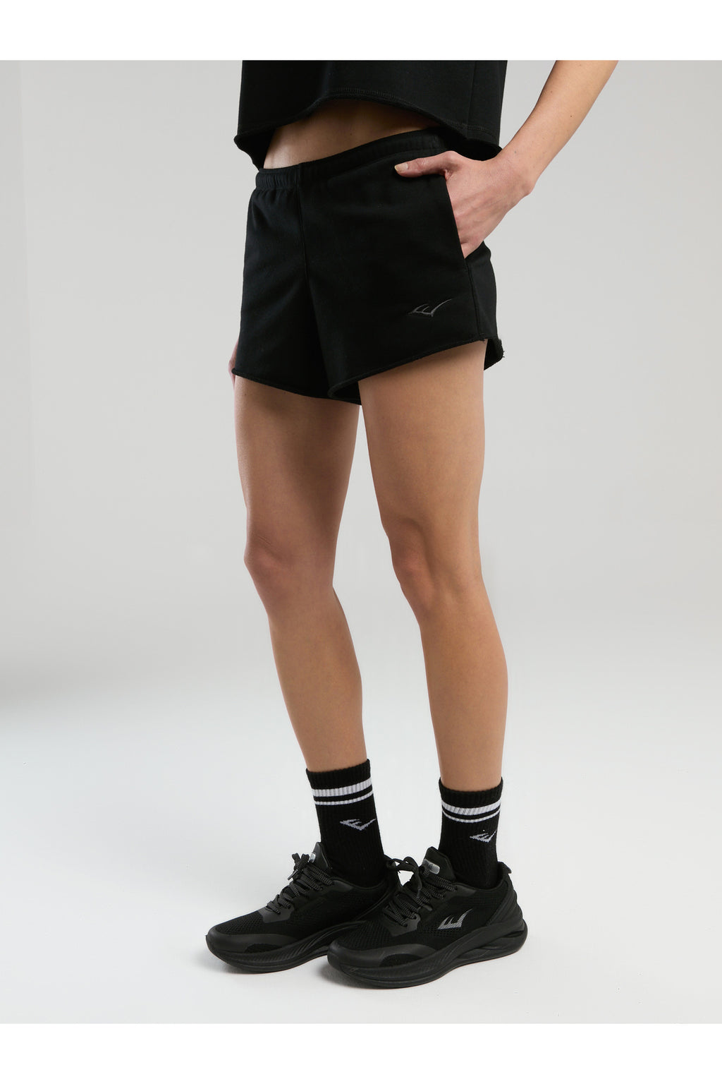 Everlast Pantaloni scurti cu talie inalta elastica si snur, buzunare laterale si logo discret