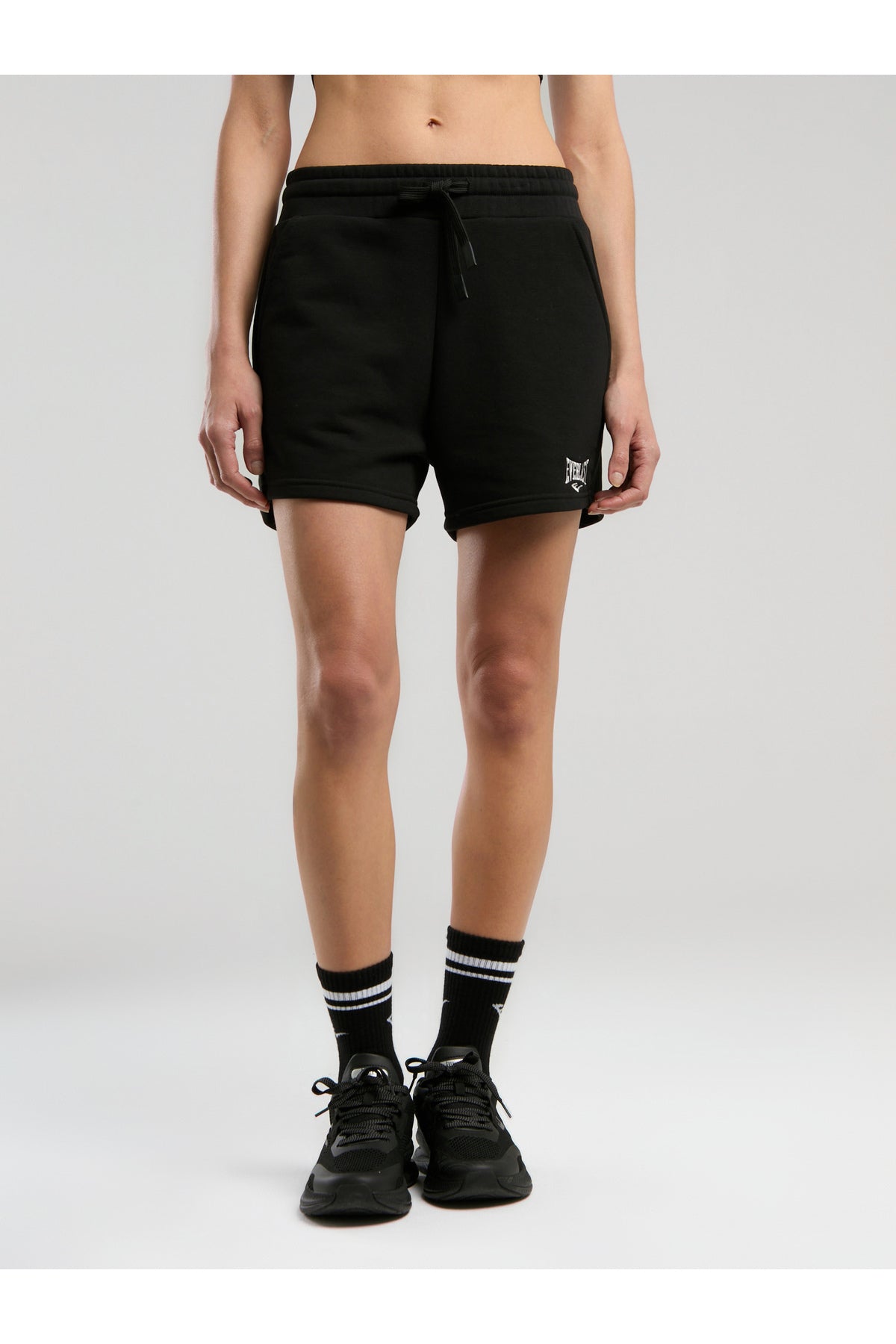 Everlast Pantaloni scurti cu talie inalta elastica si snur, buzunare laterale si logo discret
