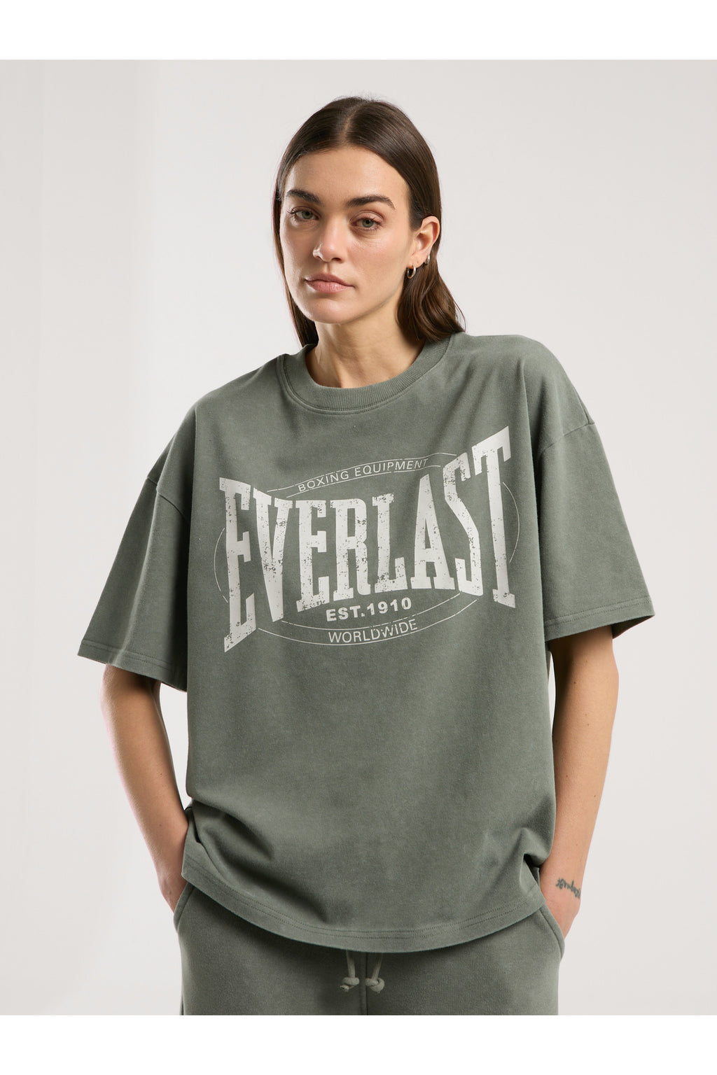 Everlast Tricou Oversized, decolteu la baza gatului si imprimeu cu logo