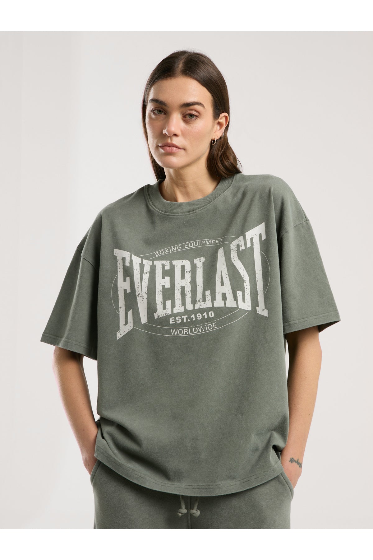Everlast Tricou Oversized, decolteu la baza gatului si imprimeu cu logo