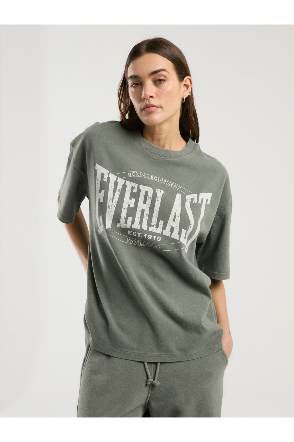 Everlast Tricou Oversized, decolteu la baza gatului si imprimeu cu logo