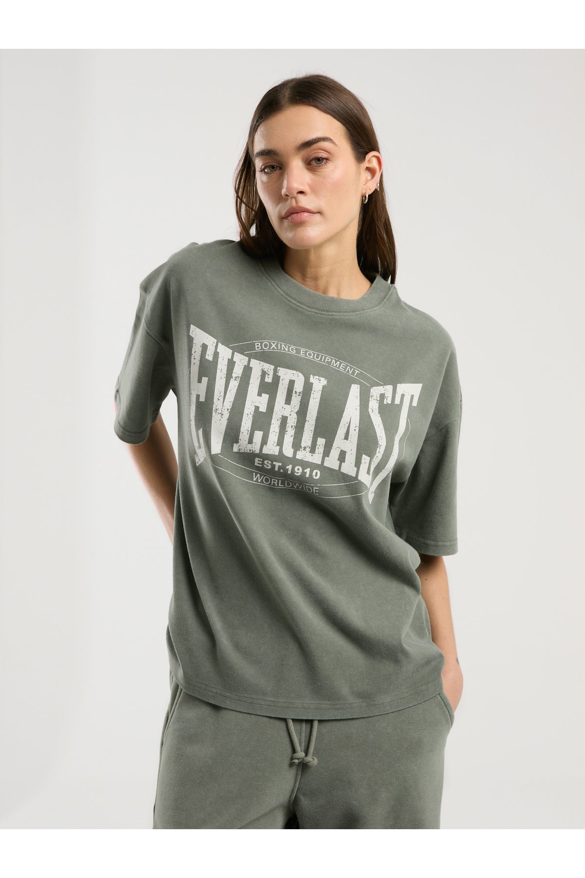Everlast Tricou Oversized, decolteu la baza gatului si imprimeu cu logo