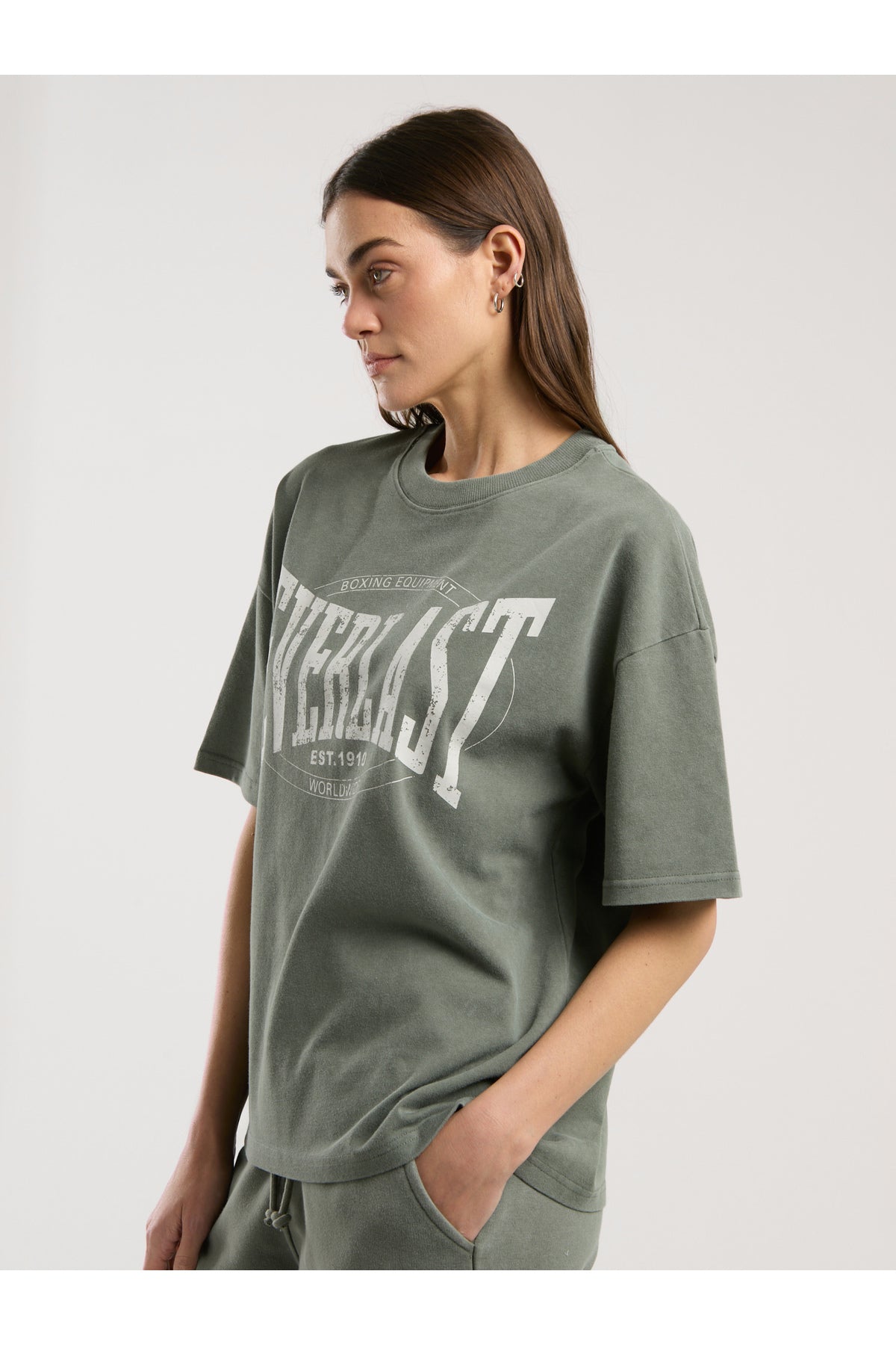 Everlast Tricou Oversized, decolteu la baza gatului si imprimeu cu logo