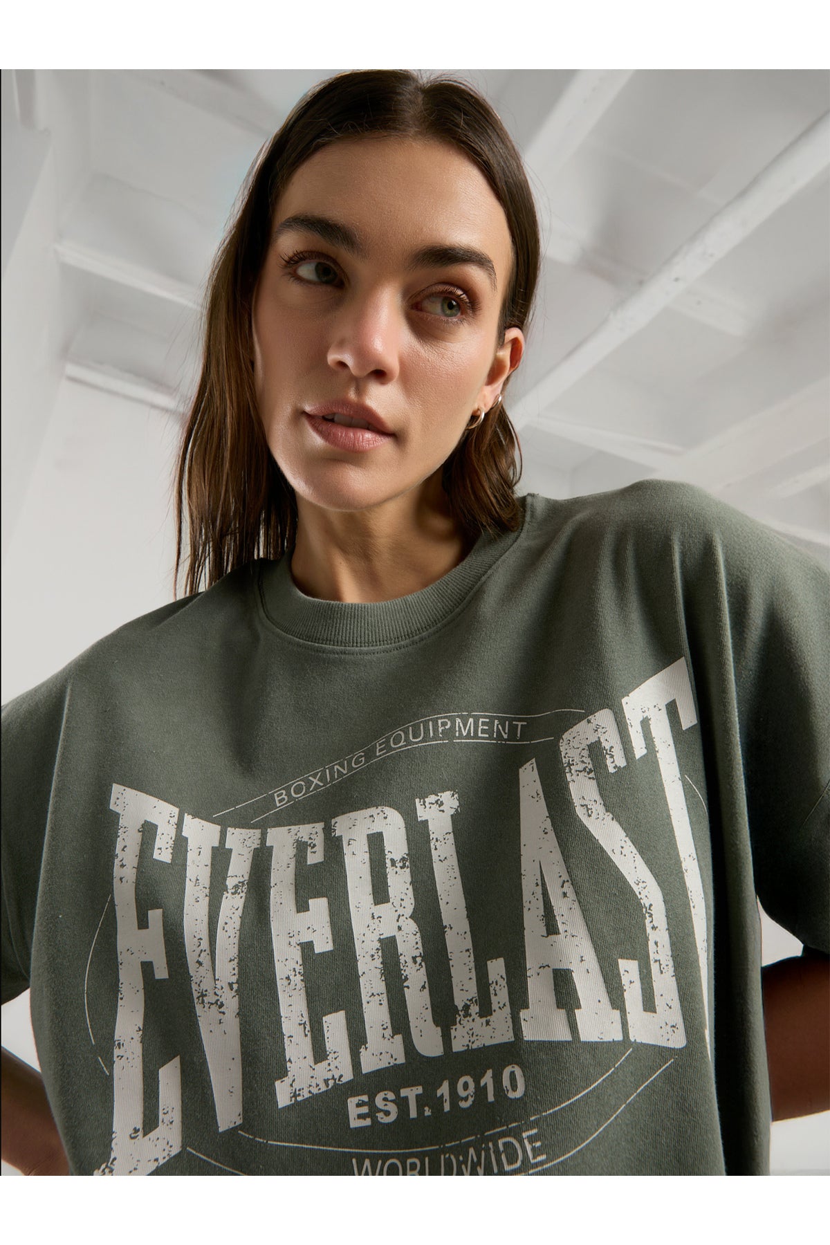 Everlast Tricou Oversized, decolteu la baza gatului si imprimeu cu logo