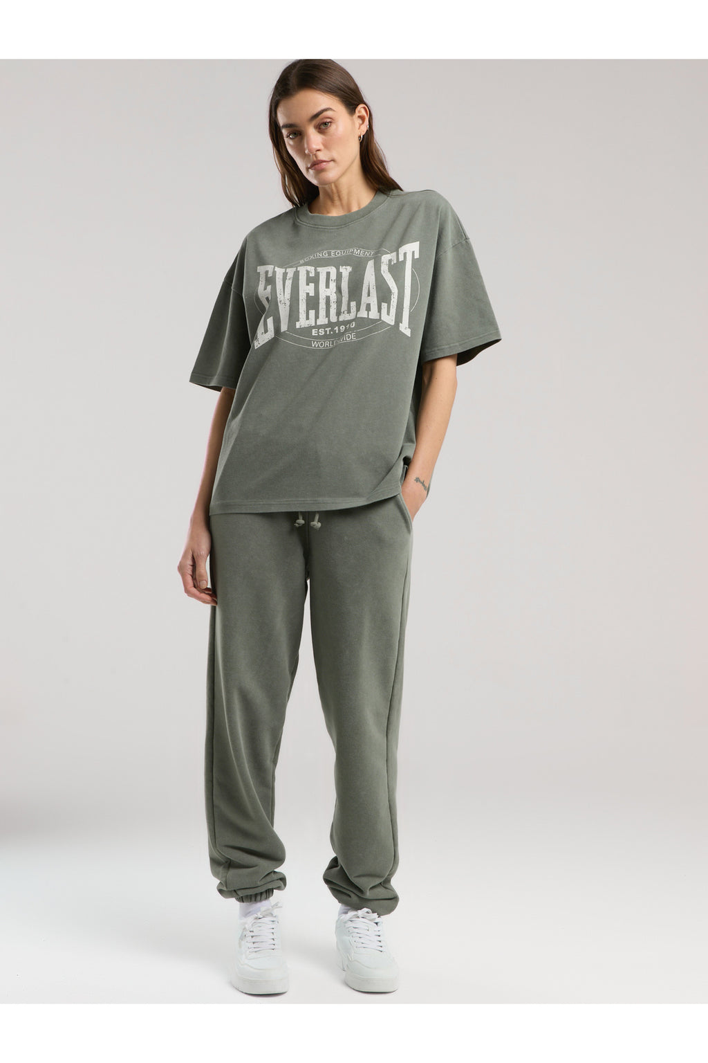 Everlast Tricou Oversized, decolteu la baza gatului si imprimeu cu logo