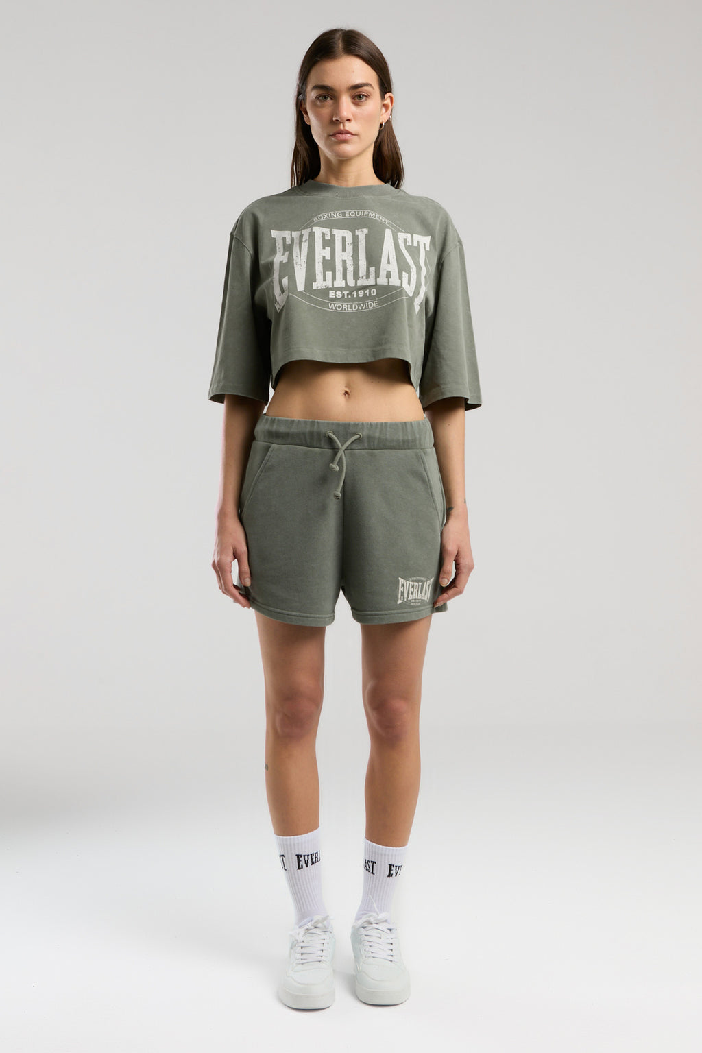 Everlast Tricou Oversized scurt, decolteu la baza gatului si imprimeu cu logo