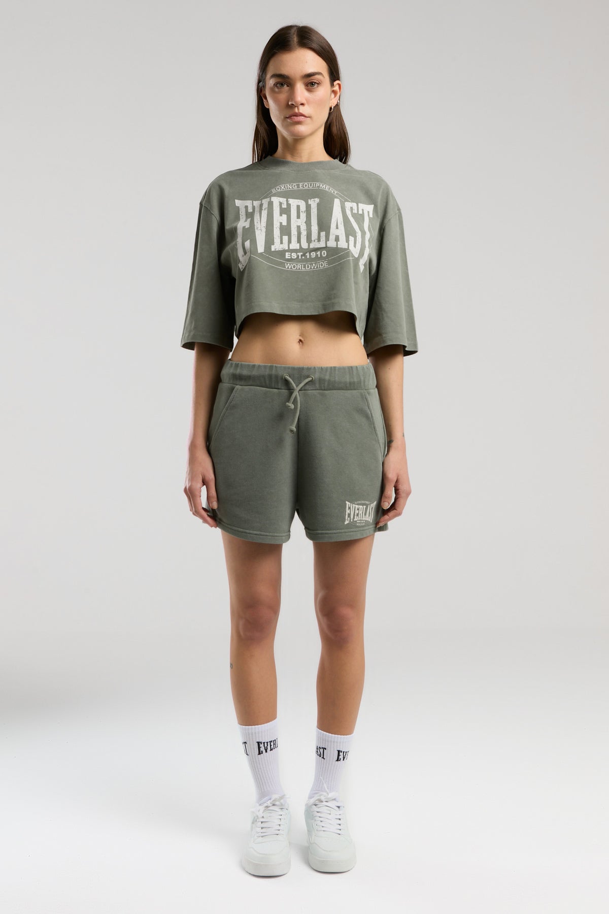 Everlast Tricou Oversized scurt, decolteu la baza gatului si imprimeu cu logo