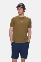 UCLA Tricou cu decolteu la baza gatului, imprimeu cu logo, regular fit, Verde, FABIO