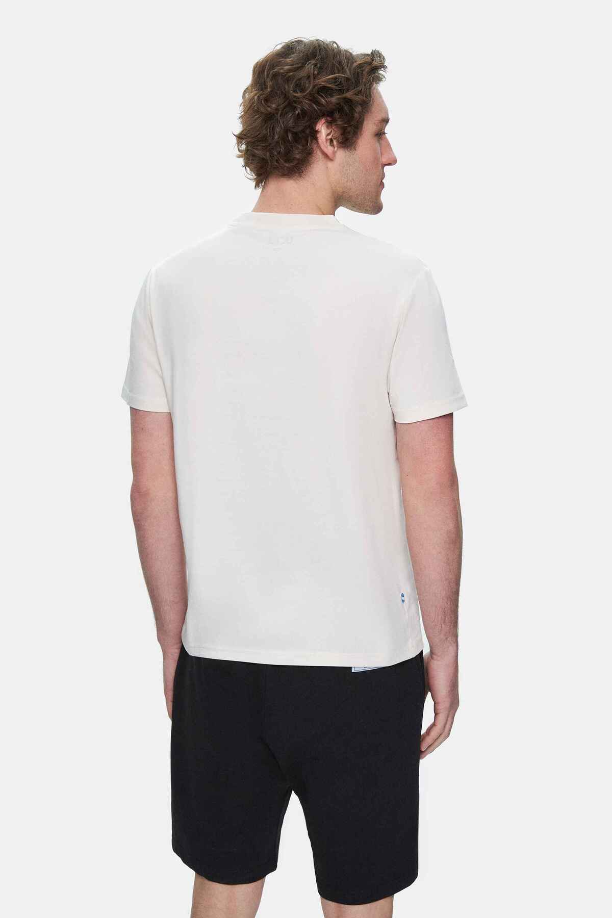 UCLA Tricou cu decolteu la baza gatului, imprimeu cu logo, regular fit, Alb, FABIO