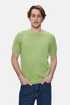 UCLA Tricou cu decolteu la baza gatului, imprimeu cu logo, regular fit, Verde inchis, FARED