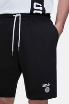 UCLA Pantaloni scurti cu snur si banda elastica in talie, buzunare laterale si imprimeu cu logo discret, Negru, FOWLER