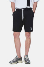 UCLA Pantaloni scurti cu snur si banda elastica in talie, buzunare laterale si imprimeu cu logo discret, Negru, FOWLER