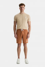 UCLA Pantaloni scurti cu snur si banda elastica in talie, buzunare laterale si imprimeu cu logo discret, Bej, FOWLER