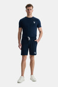 UCLA Pantaloni scurti cu snur si banda elastica in talie, buzunare laterale si imprimeu cu logo discret, Bleumarin, FOWLER