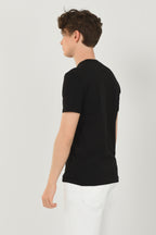 UCLA Tricou cu decolteu la baza gatului, imprimeu cu logo, regular fit, Negru, GAYLEY