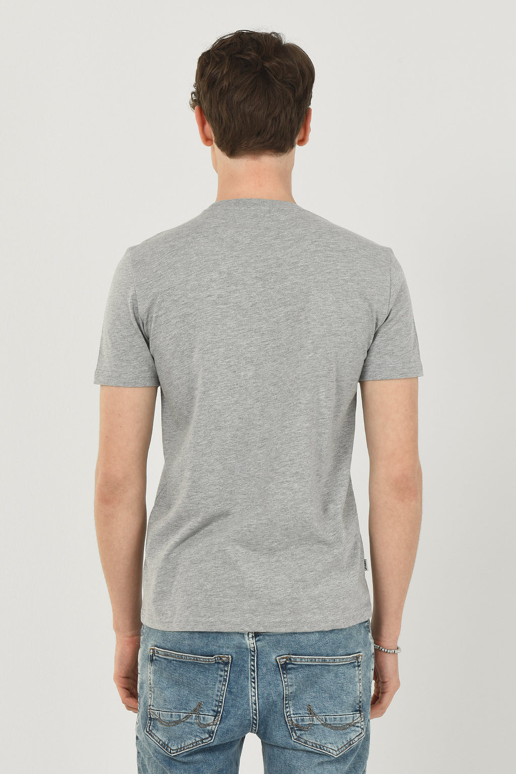 UCLA Tricou cu decolteu la baza gatului, imprimeu cu logo, regular fit, Gri, GAYLEY