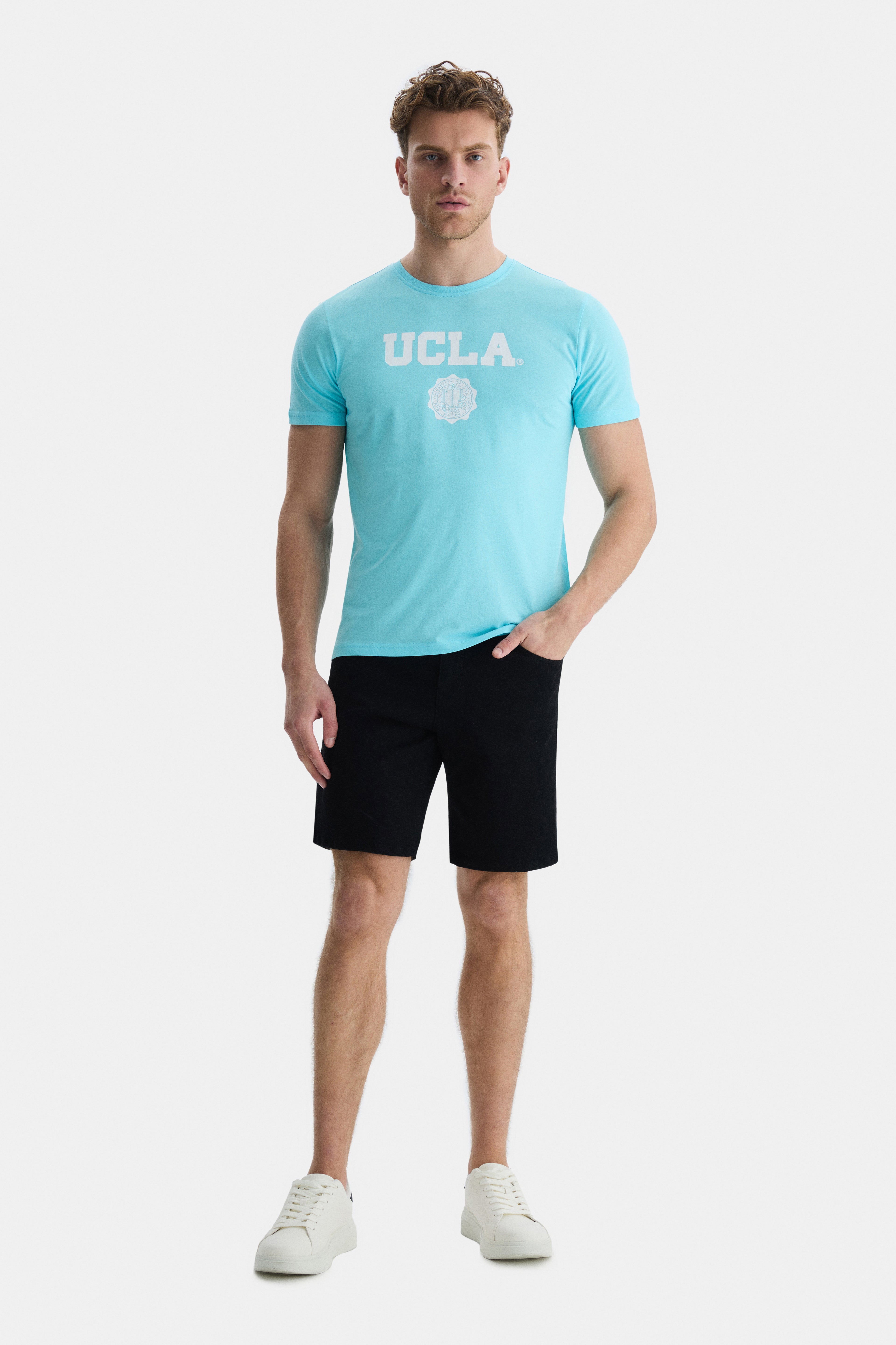 UCLA Tricou cu decolteu la baza gatului, imprimeu cu logo, regular fit, SEA JET, GAYLEY