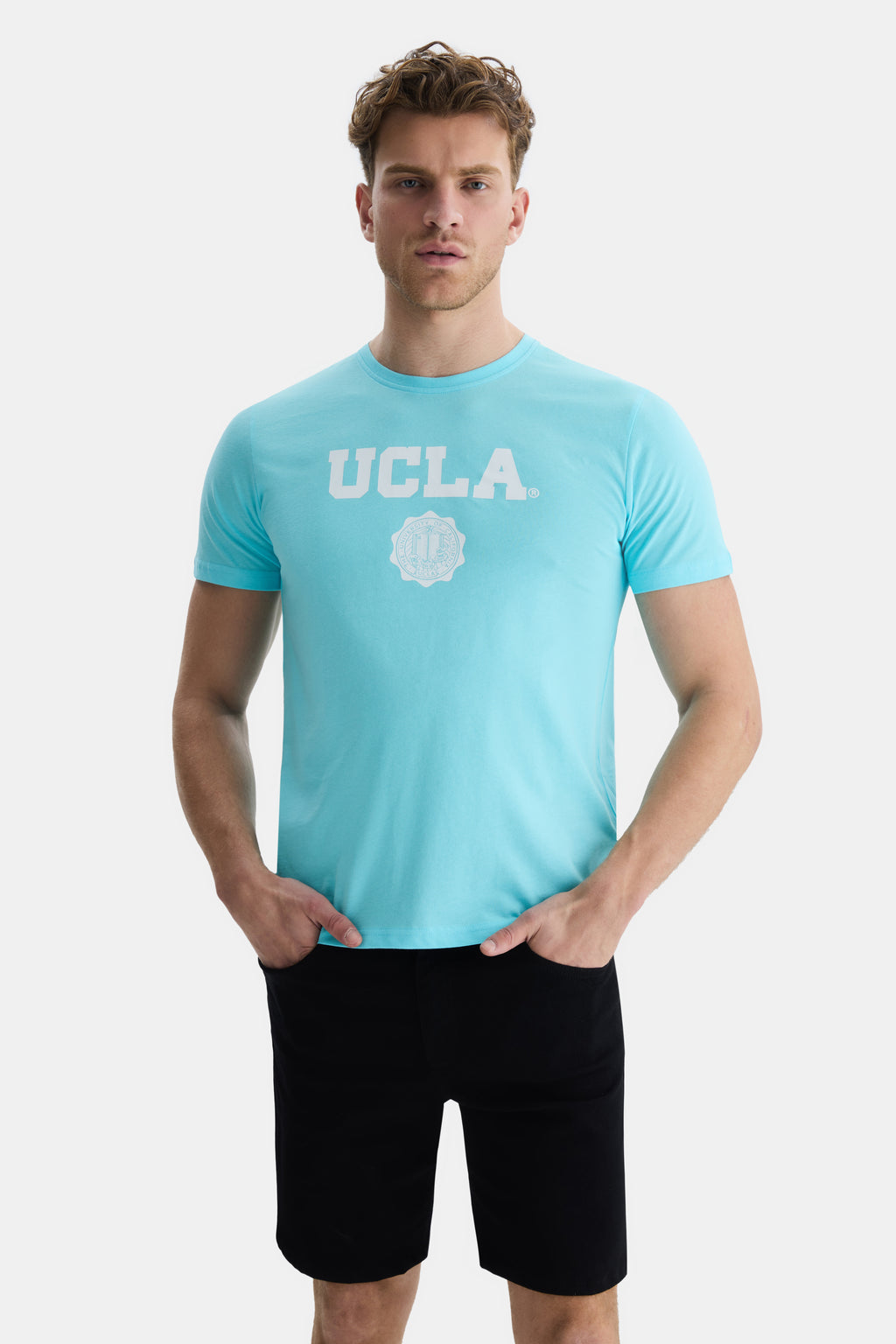 UCLA Tricou cu decolteu la baza gatului, imprimeu cu logo, regular fit, SEA JET, GAYLEY