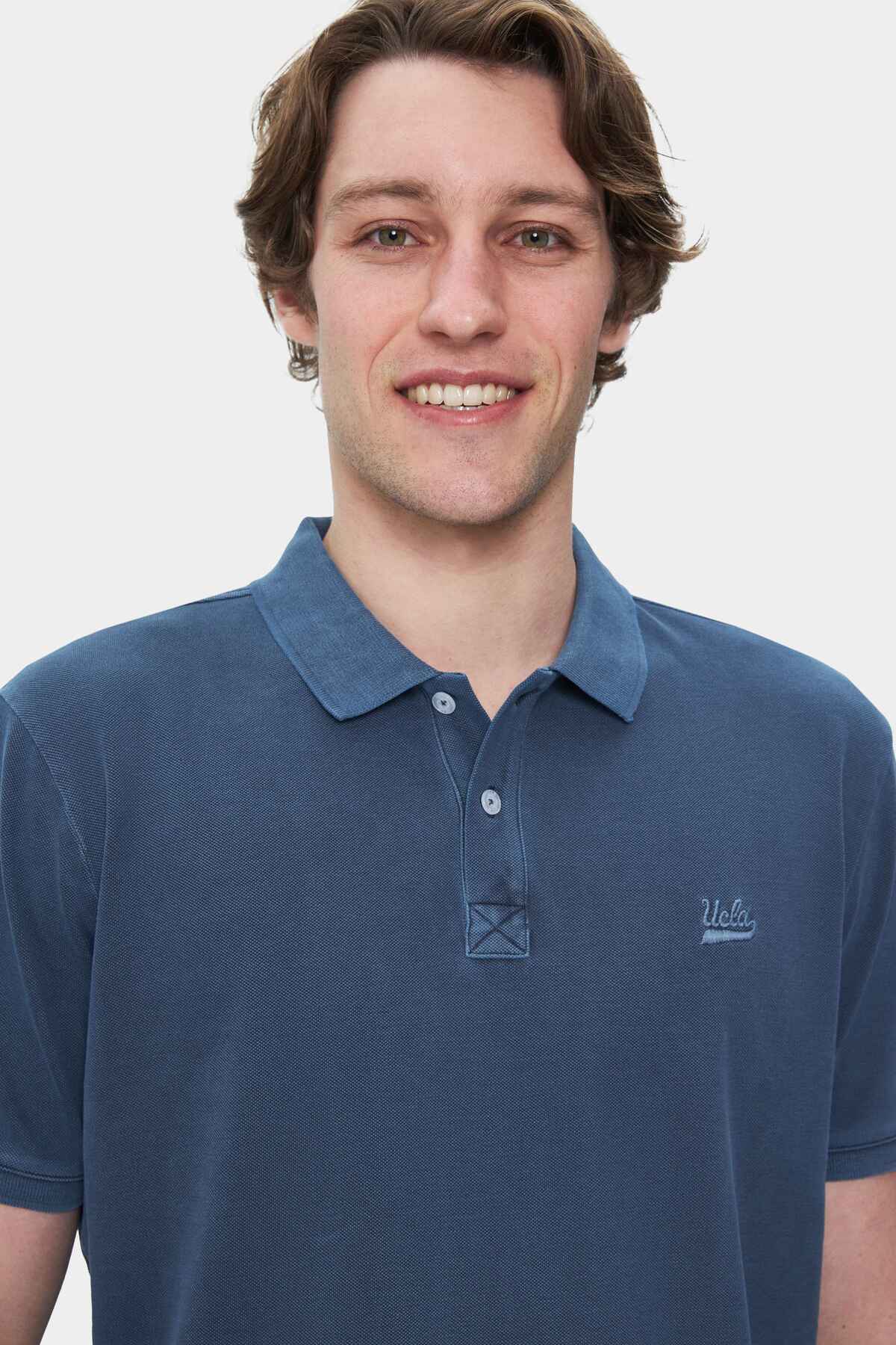 UCLA Tricou cu decolteu la baza gatului, imprimeu cu logo, regular fit, Bleumarin, GERARD