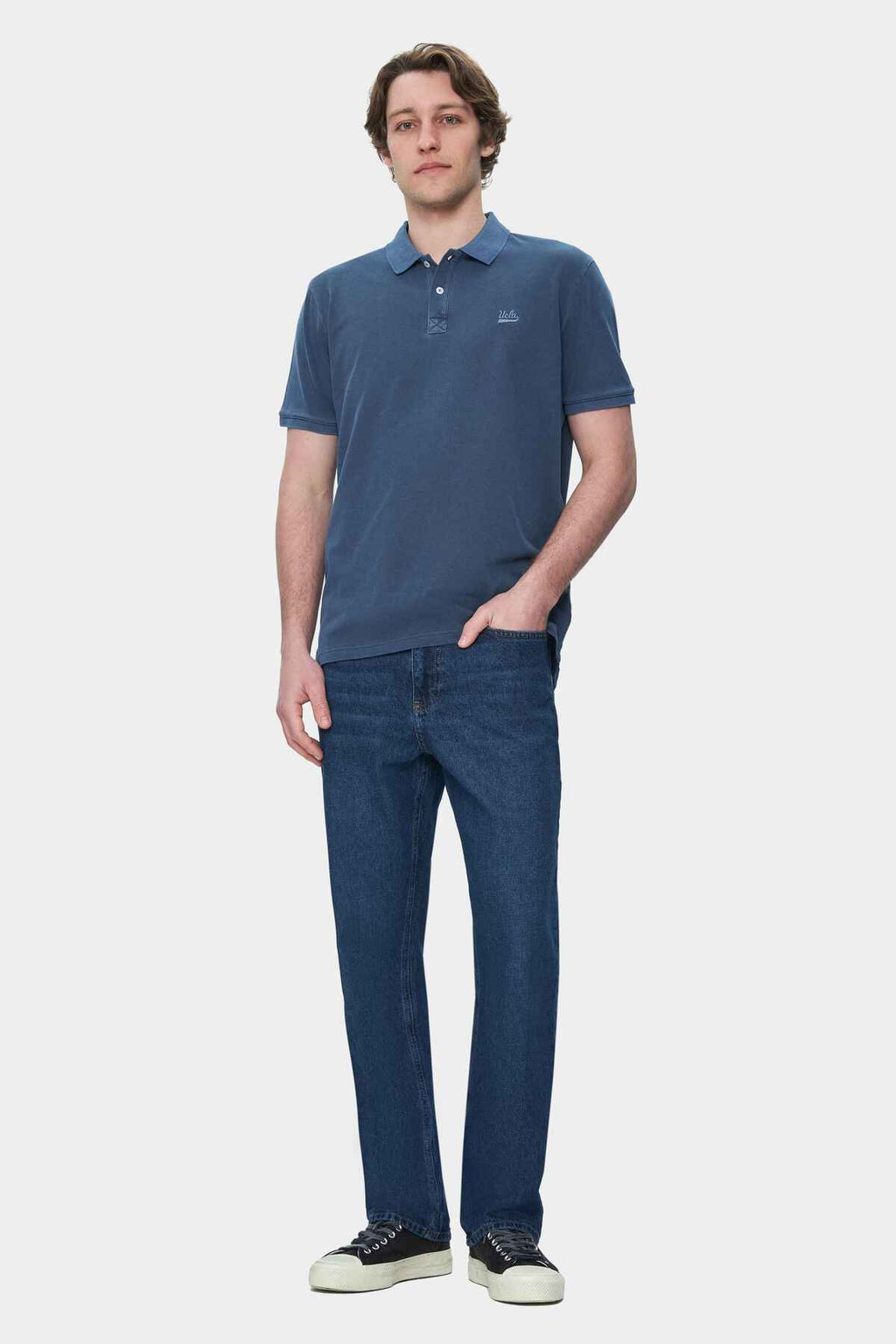 UCLA Tricou cu decolteu la baza gatului, imprimeu cu logo, regular fit, Bleumarin, GERARD