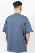 Starter, Tricou cu decolteu la baza gatului, imprimeu cu logo, HAMPTONS, Indigo