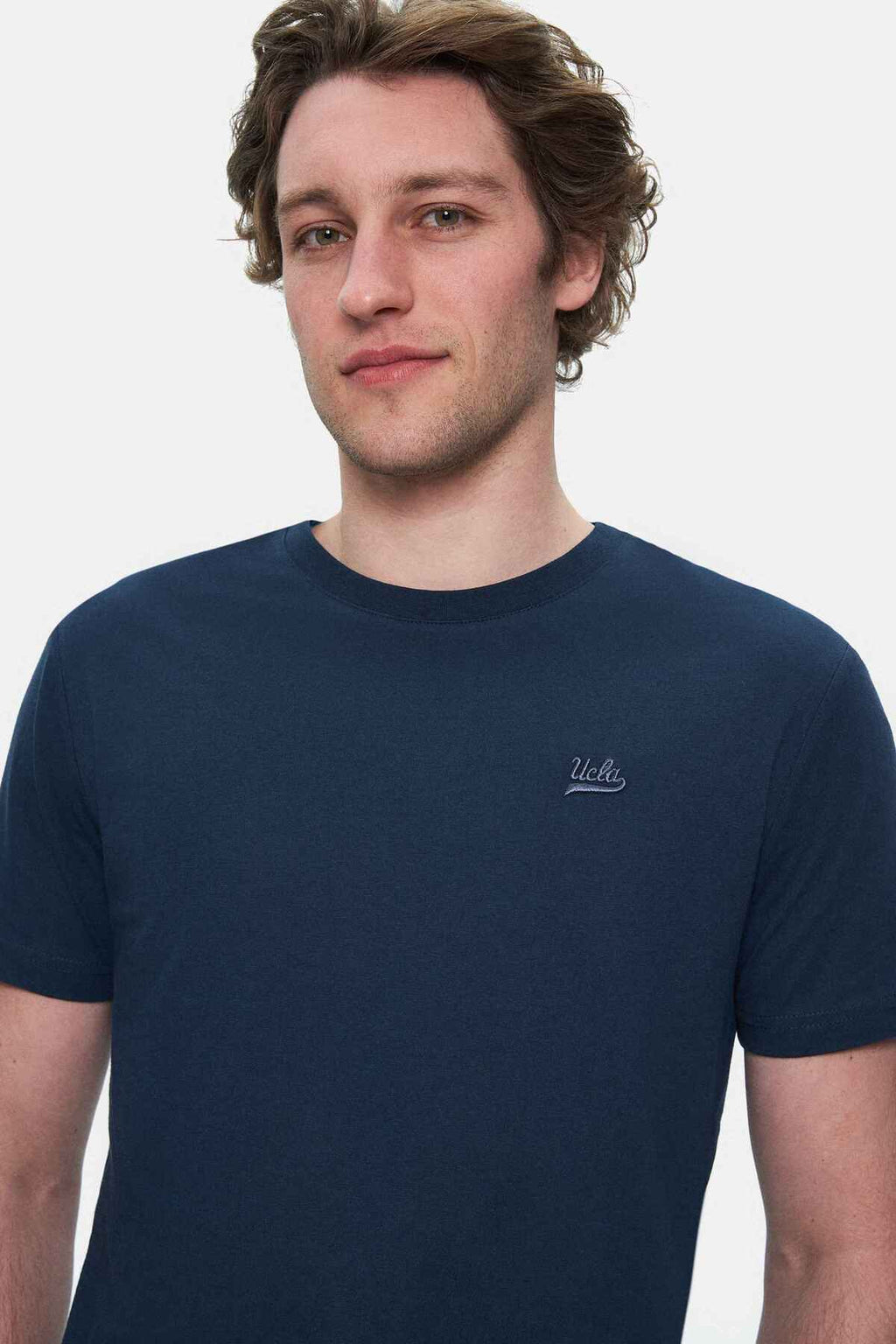 UCLA Tricou cu decolteu la baza gatului, imprimeu cu logo, regular fit, Bleumarin, HARPER