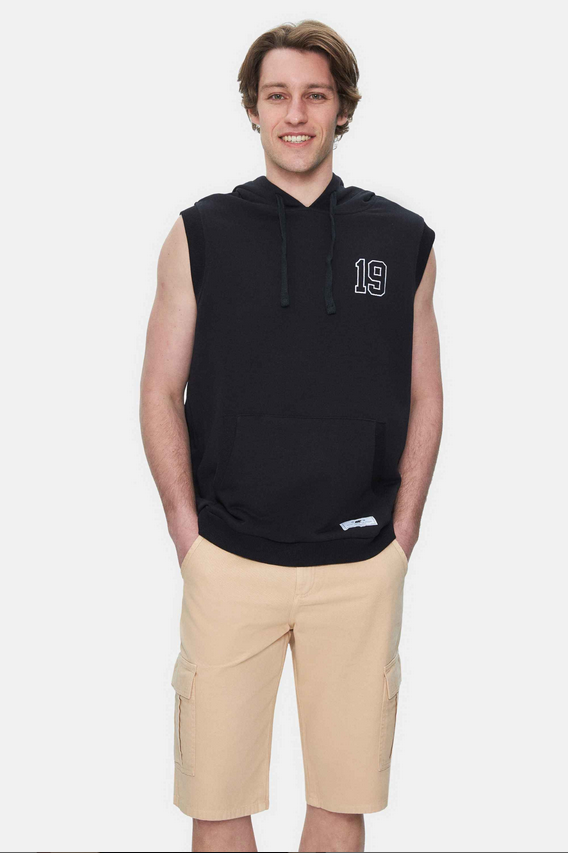 UCLA Bluza cu decolteu la baza gatului, regular fit, imprimeu cu logo, Negru, HEWITT