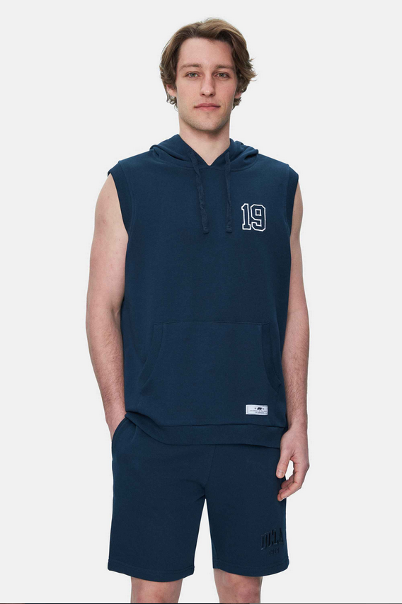 UCLA Bluza cu decolteu la baza gatului, regular fit, imprimeu cu logo, Bleumarin, HEWITT