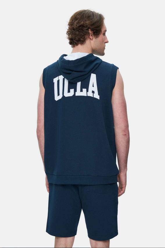 UCLA Bluza cu decolteu la baza gatului, regular fit, imprimeu cu logo, Bleumarin, HEWITT