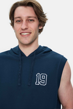 UCLA Bluza cu decolteu la baza gatului, regular fit, imprimeu cu logo, Bleumarin, HEWITT