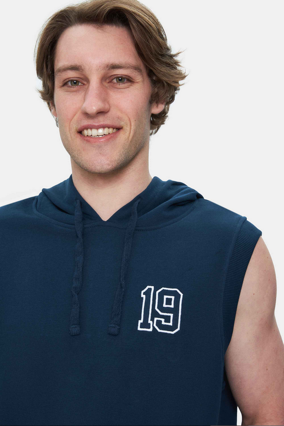 UCLA Bluza cu decolteu la baza gatului, regular fit, imprimeu cu logo, Bleumarin, HEWITT
